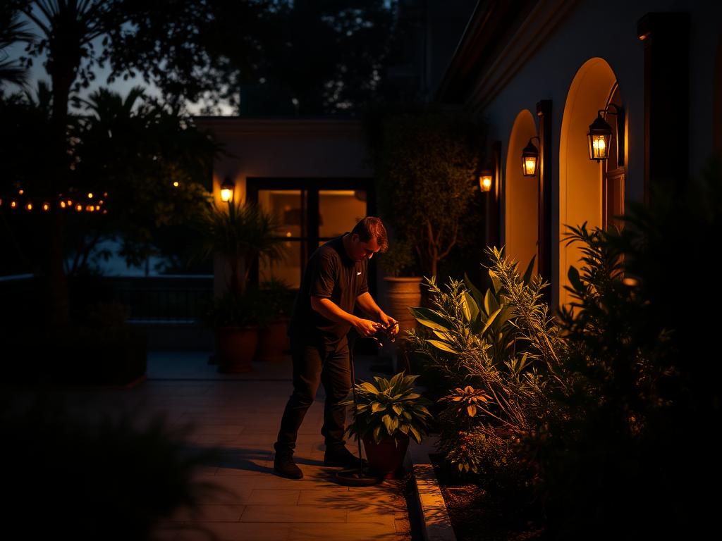 Jardinier MAJAM entretenant les plantes d’une terrasse de villa